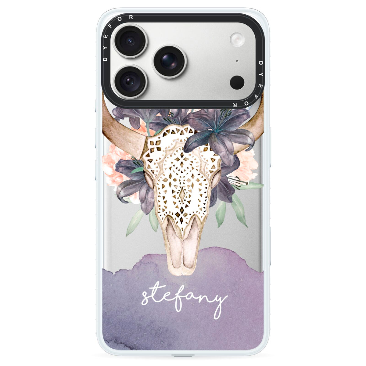 Personalised Bull s Head iPhone 18 Pro Black Impact Pre order Case on Silver phone