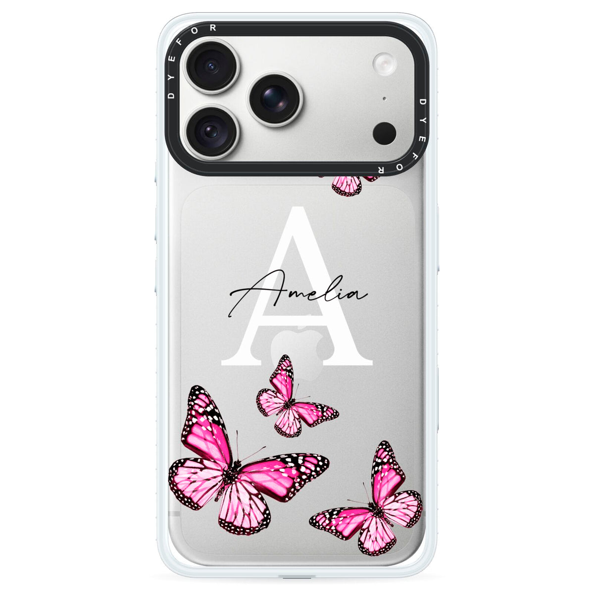 Personalised Butterfly iPhone 18 Pro Max Black Impact Pre order Case on Silver phone