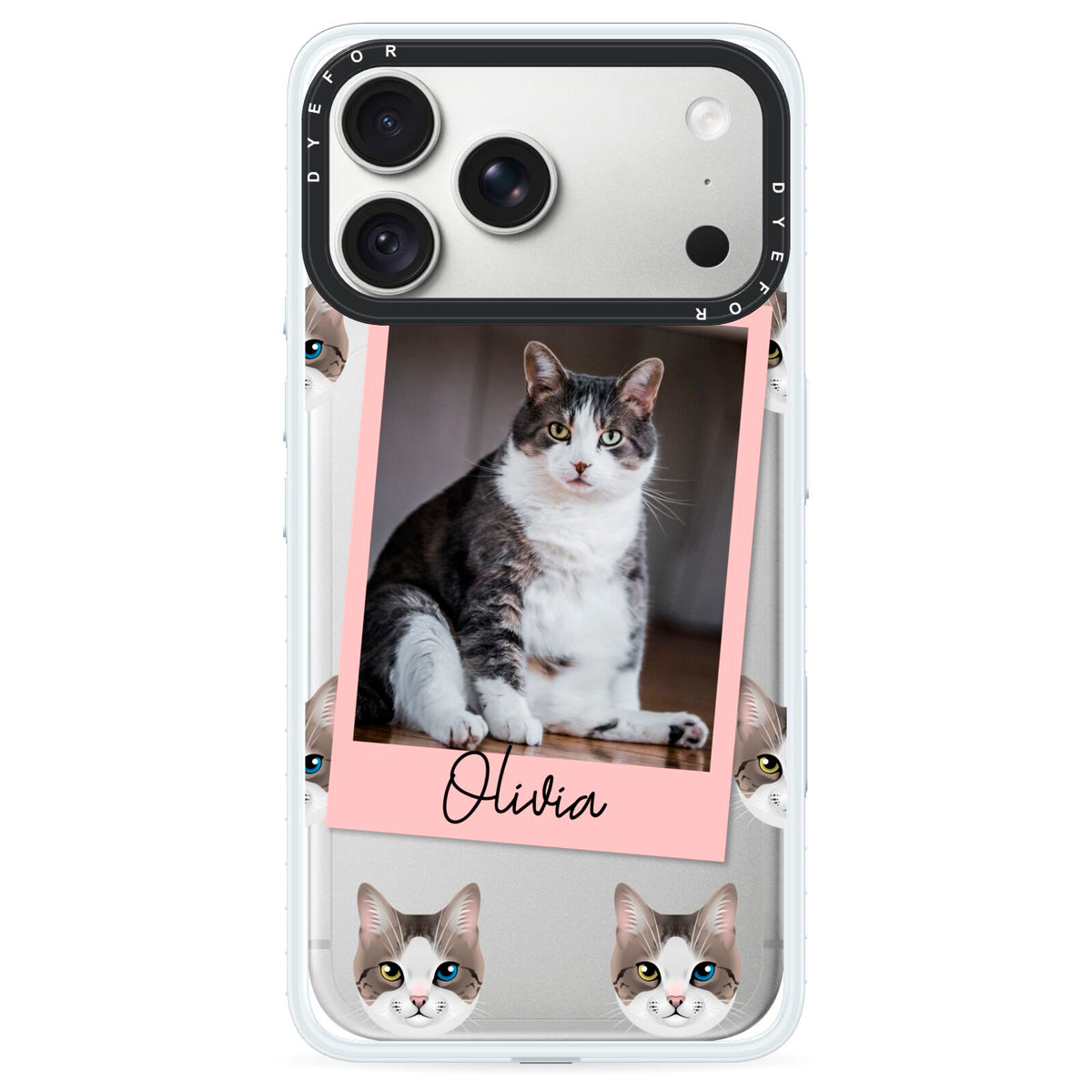 Personalised Cat Photo iPhone 18 Pro Black Impact Pre order Case on Silver phone