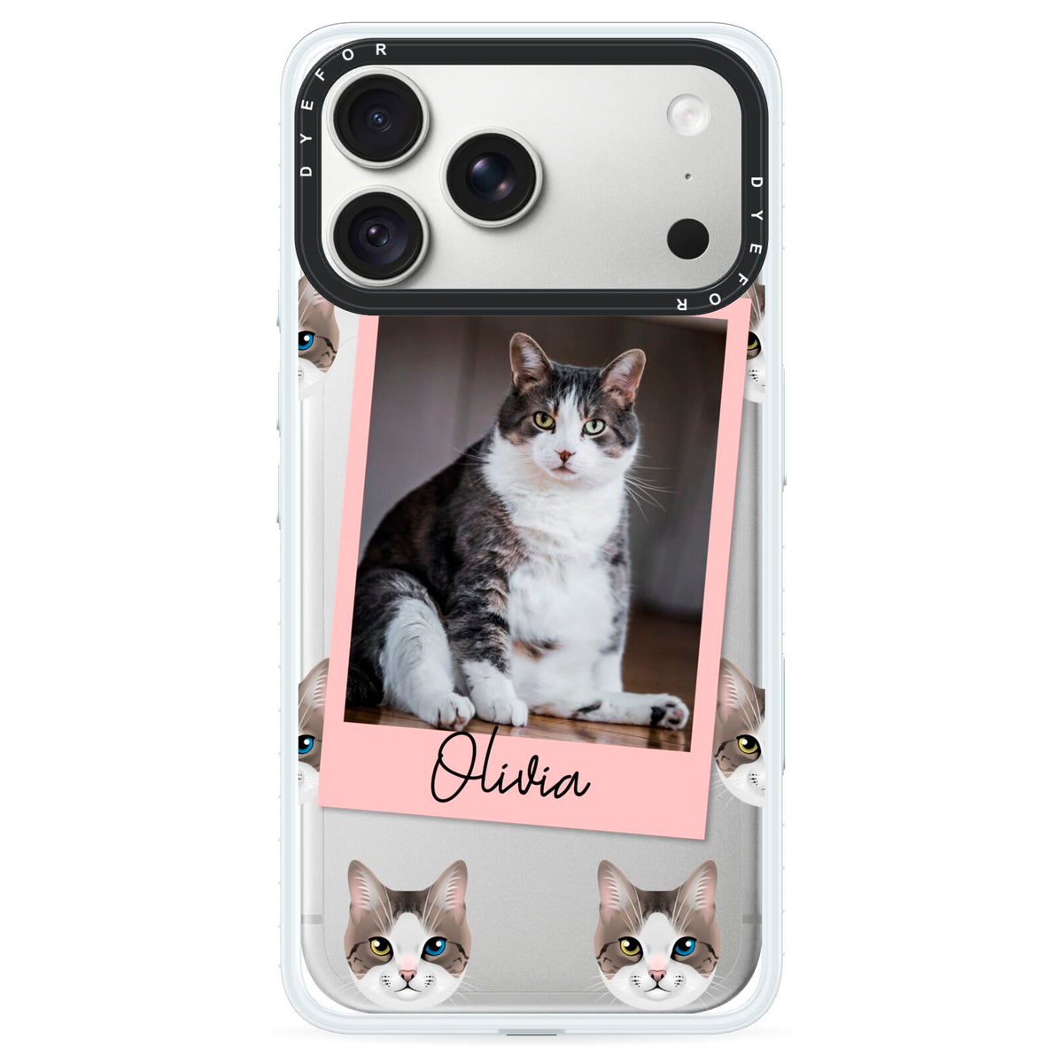 Personalised Cat Photo iPhone 18 Pro Max Black Impact Pre order Case on Silver phone