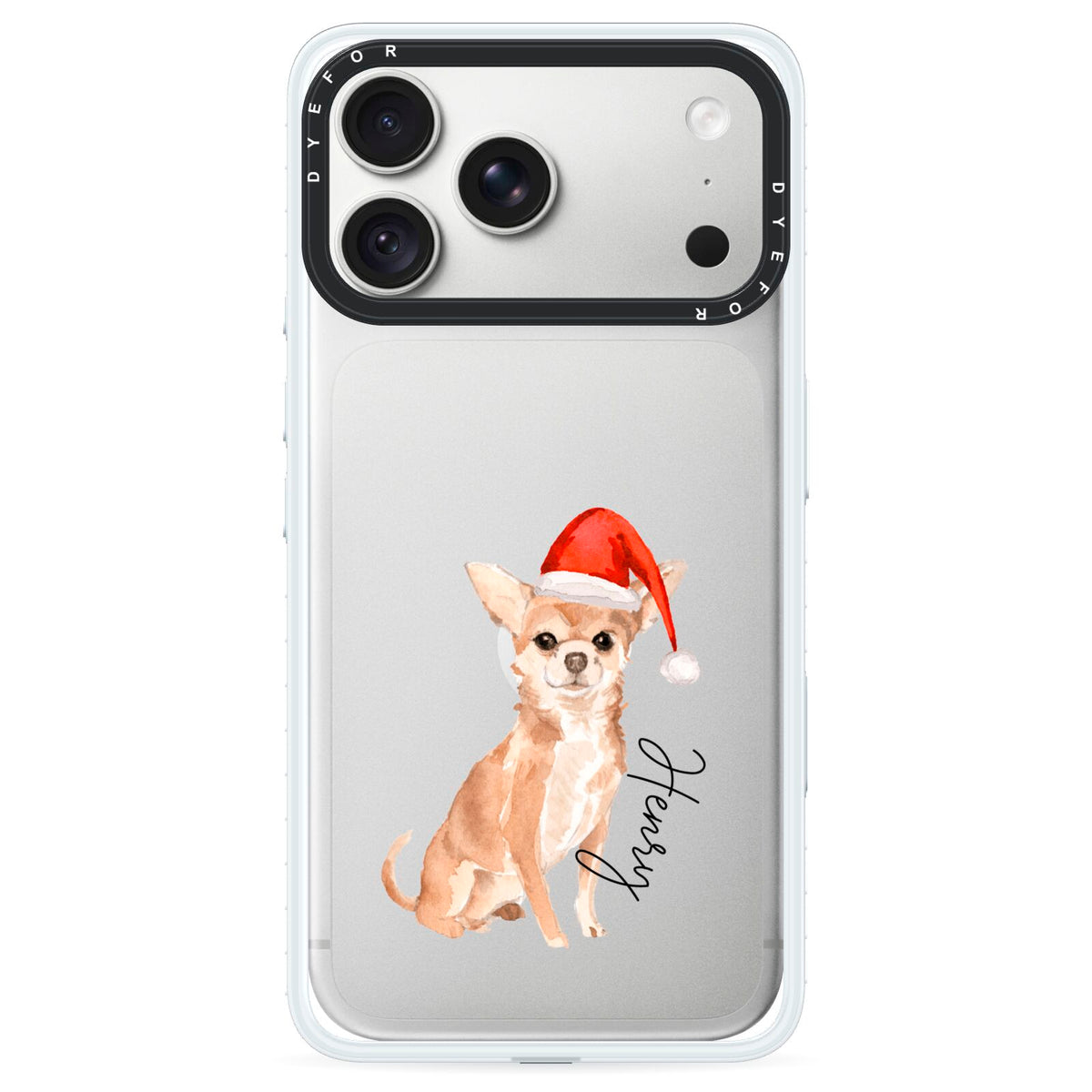 Personalised Christmas Chihuahua iPhone 18 Pro Black Impact Pre order Case on Silver phone
