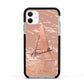 Personalised Copper Taupe Marble Apple iPhone 11 in White with Black Impact Case