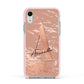 Personalised Copper Taupe Marble Apple iPhone XR Impact Case Pink Edge on Silver Phone