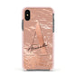 Personalised Copper Taupe Marble Apple iPhone Xs Impact Case Pink Edge on Black Phone