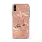 Personalised Copper Taupe Marble Apple iPhone Xs Impact Case Pink Edge on Gold Phone