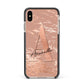 Personalised Copper Taupe Marble Apple iPhone Xs Max Impact Case Black Edge on Gold Phone
