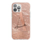 Personalised Copper Taupe Marble iPhone 13 Pro Max TPU Impact Case with Pink Edges