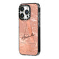 Personalised Copper Taupe Marble iPhone 14 Pro Black Impact Case Side Angle on Silver phone