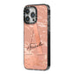 Personalised Copper Taupe Marble iPhone 14 Pro Max Black Impact Case Side Angle on Silver phone