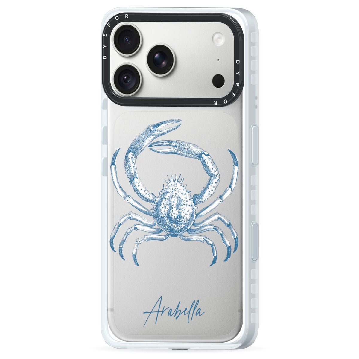 Personalised Crab iPhone 18 Pro Max Black Impact Pre order Case Side Angle on Silver phone