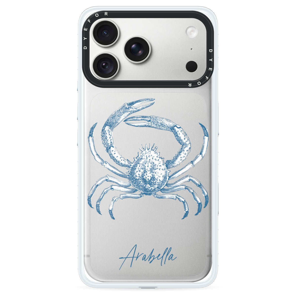 Personalised Crab iPhone 18 Pro Max Black Impact Pre order Case on Silver phone