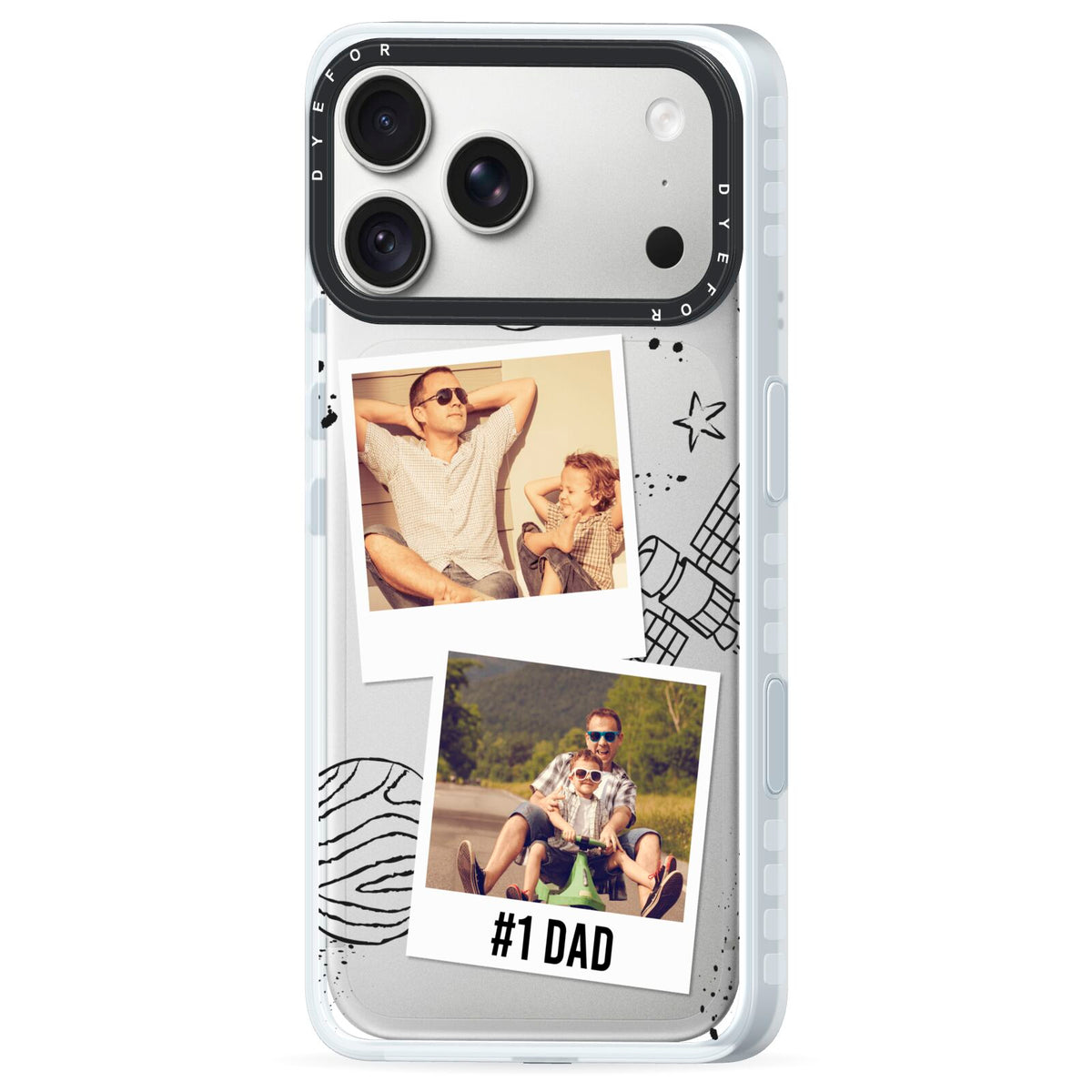 Personalised Dad Photos iPhone 18 Pro Black Impact Pre order Case Side Angle on Silver phone