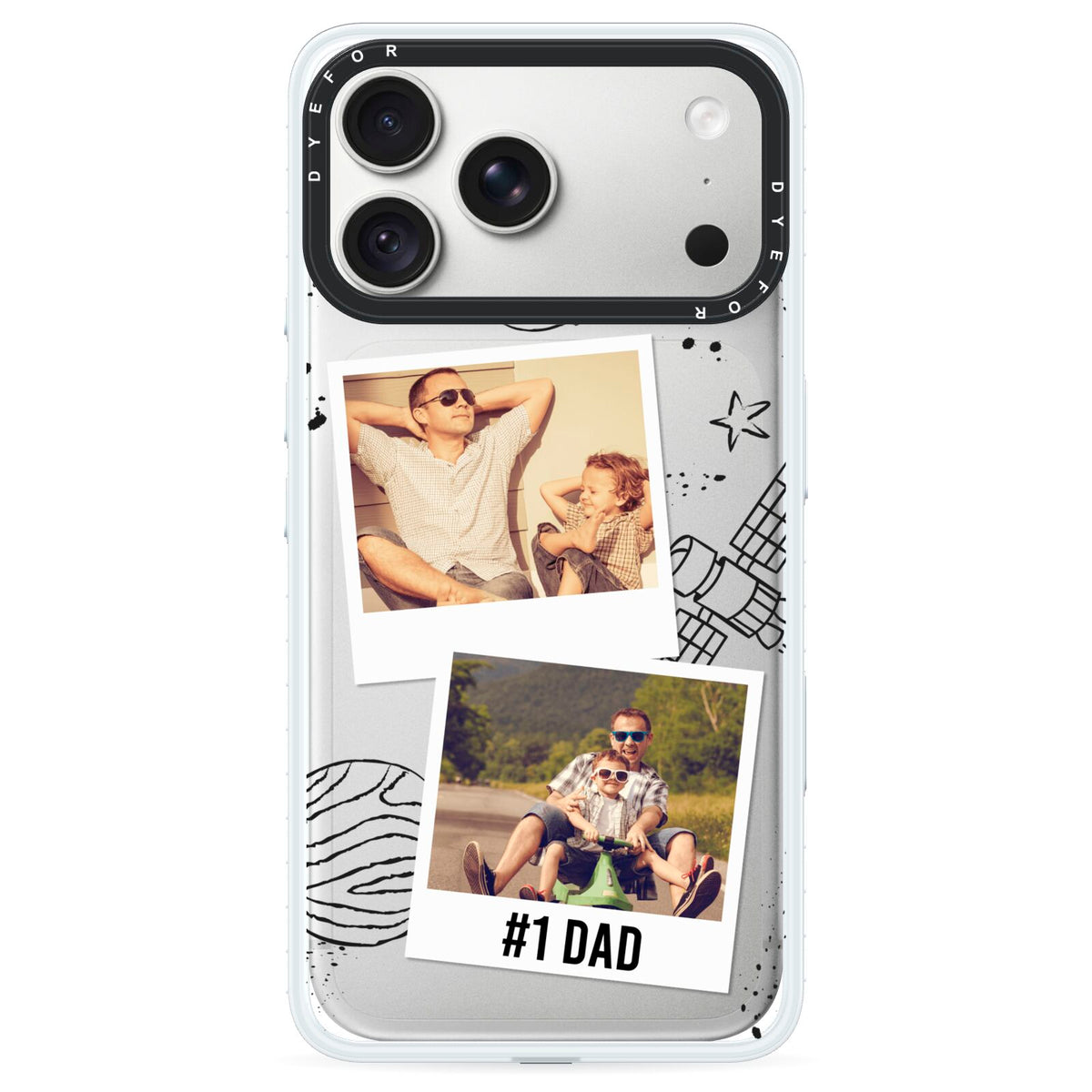 Personalised Dad Photos iPhone 18 Pro Max Black Impact Pre order Case on Silver phone