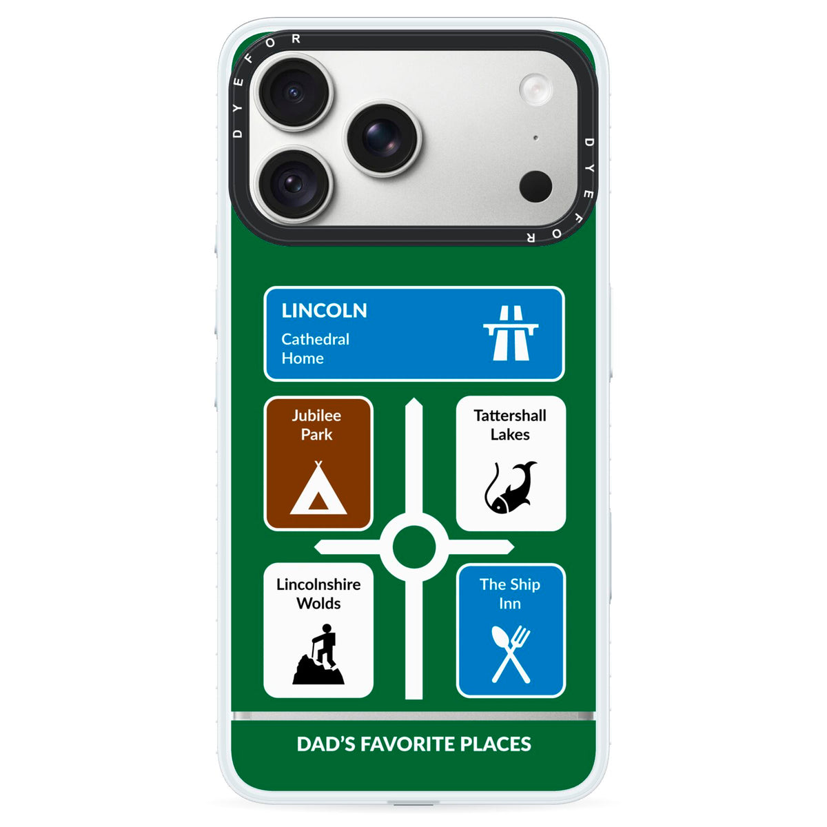 Personalised Dad s Favourite Places iPhone 18 Pro Black Impact Pre order Case on Silver phone