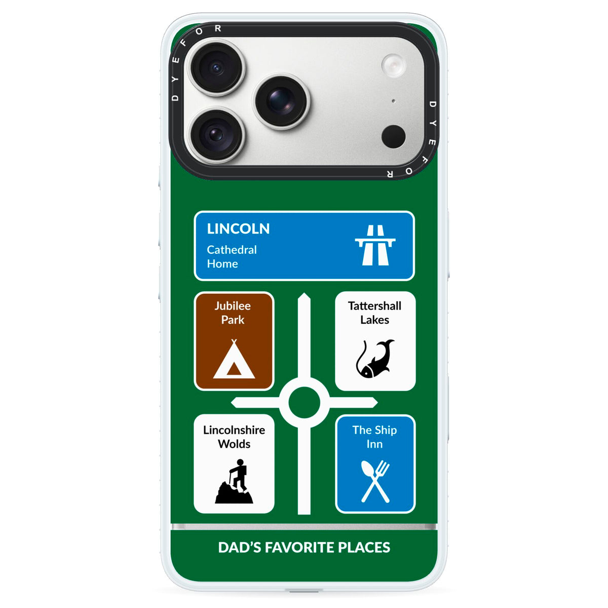 Personalised Dad s Favourite Places iPhone 18 Pro Max Black Impact Pre order Case on Silver phone