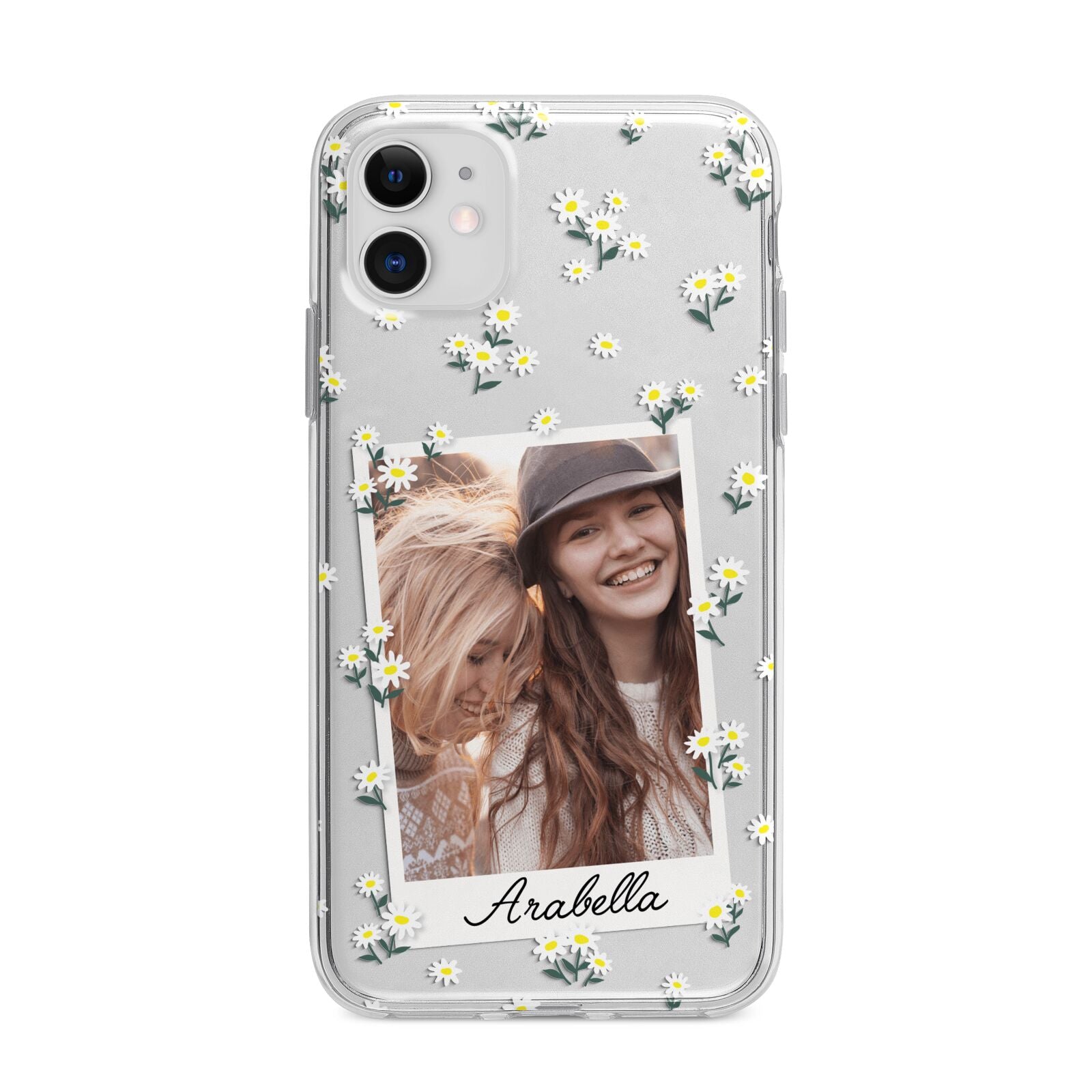 Personalised Daisy Photo Frame Design Apple iPhone 11 in White with Bumper Case
