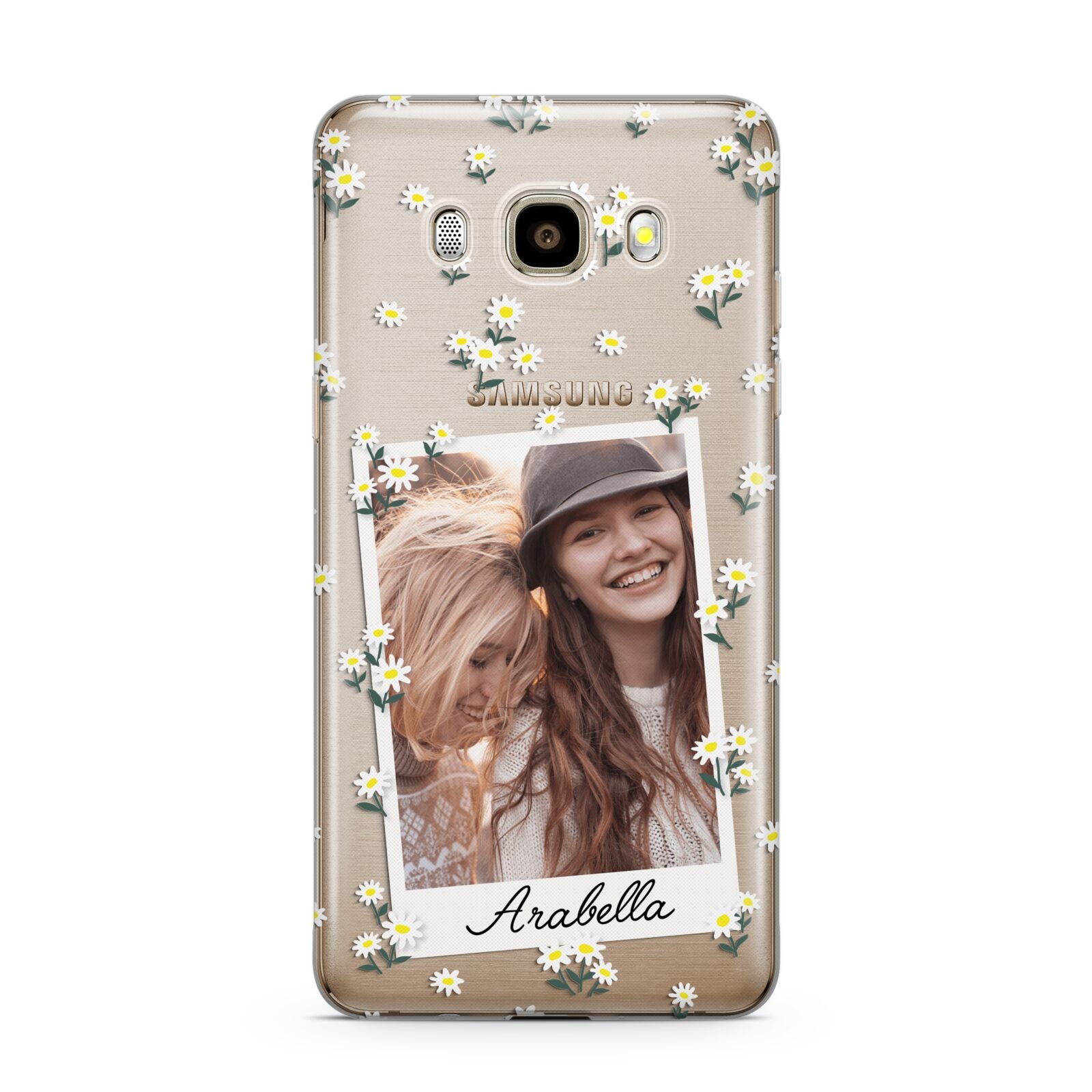Personalised Daisy Photo Frame Design Samsung Galaxy J7 2016 Case on gold phone
