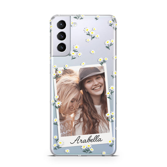 Personalised Daisy Photo Frame Design Samsung S21 Plus Phone Case