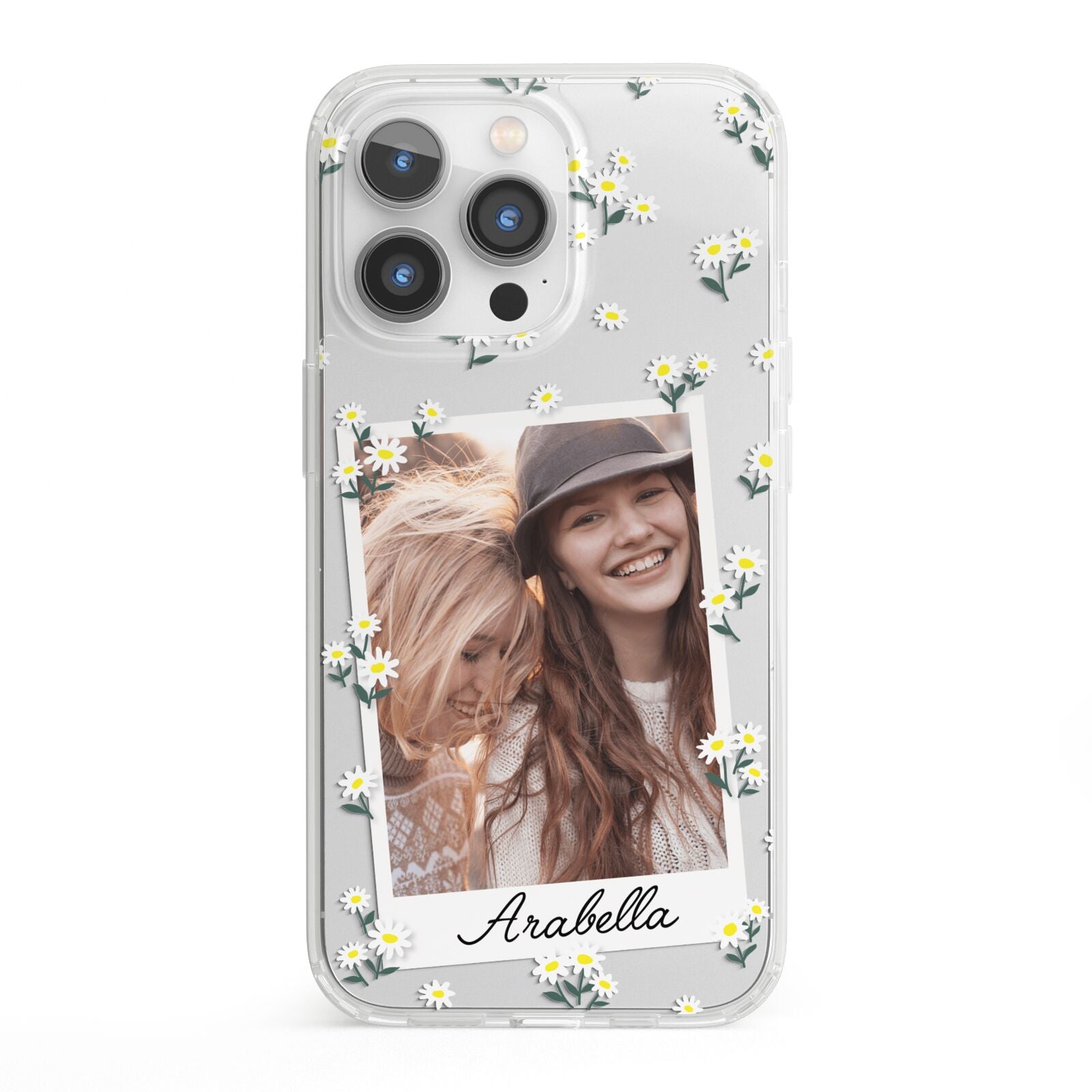 Personalised Daisy Photo Frame Design iPhone 13 Pro Clear Bumper Case