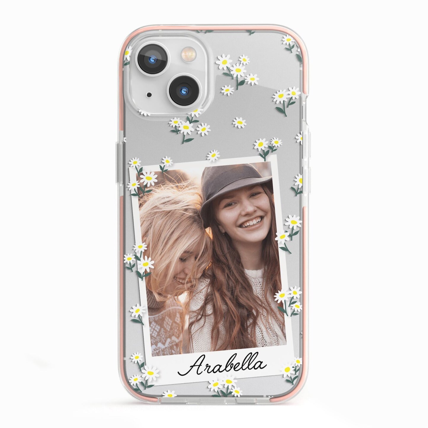 Personalised Daisy Photo Frame Design iPhone 13 TPU Impact Case with Pink Edges