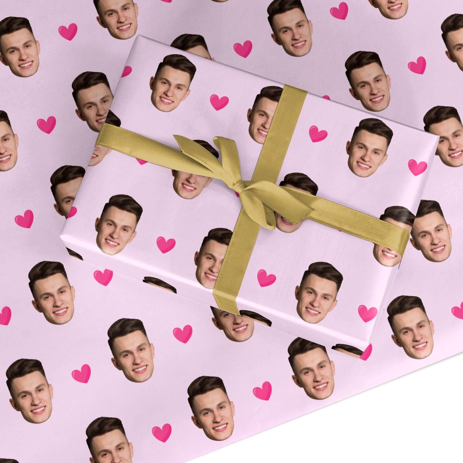 Personalised Face and Heart Photo Pattern Custom Wrapping Paper