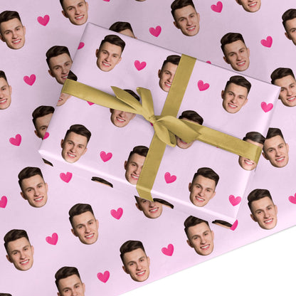 Personalised Face and Heart Photo Pattern Custom Wrapping Paper