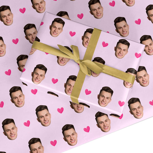 Personalised Face and Heart Photo Pattern Custom Wrapping Paper