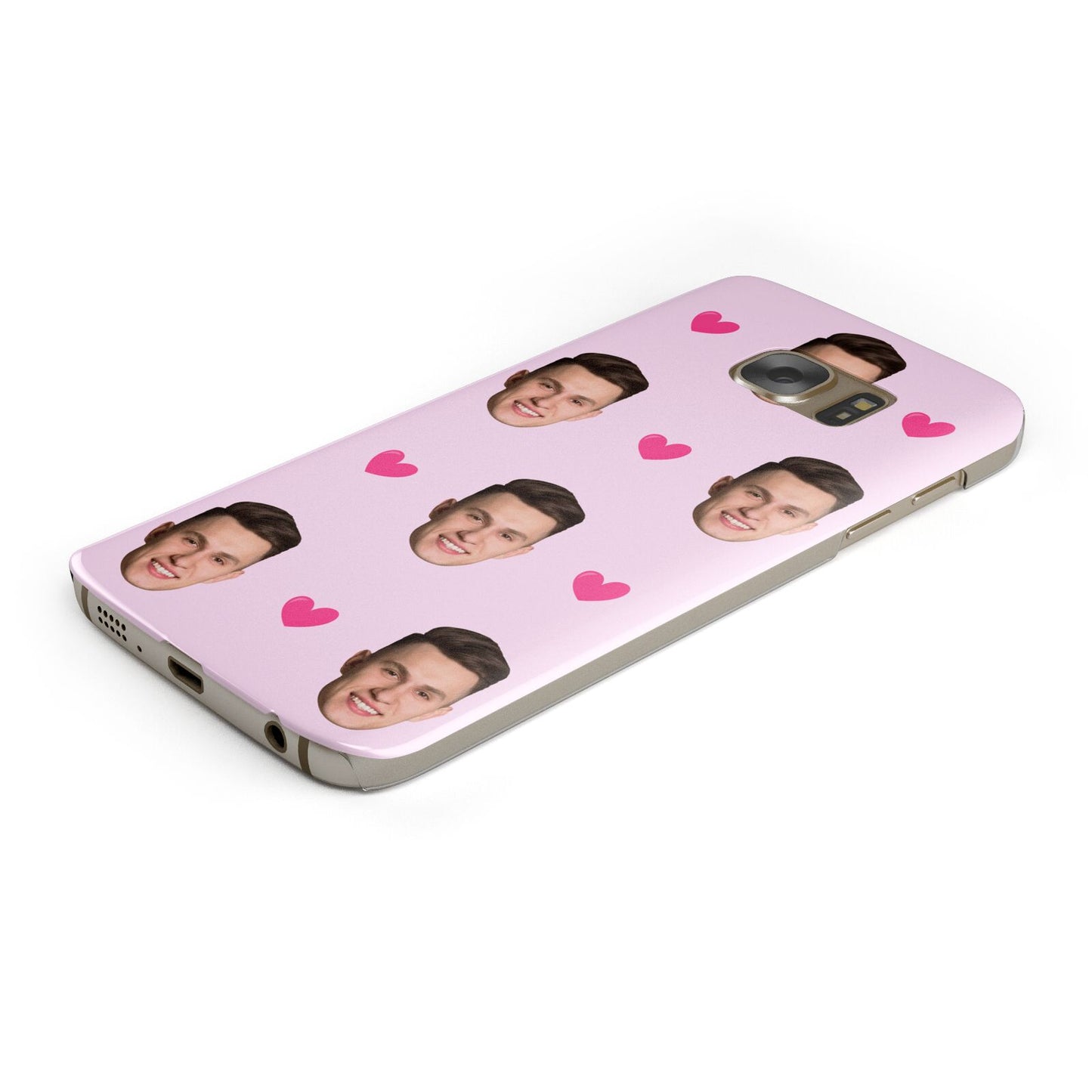 Personalised Face and Heart Photo Pattern Protective Samsung Galaxy Case Angled Image