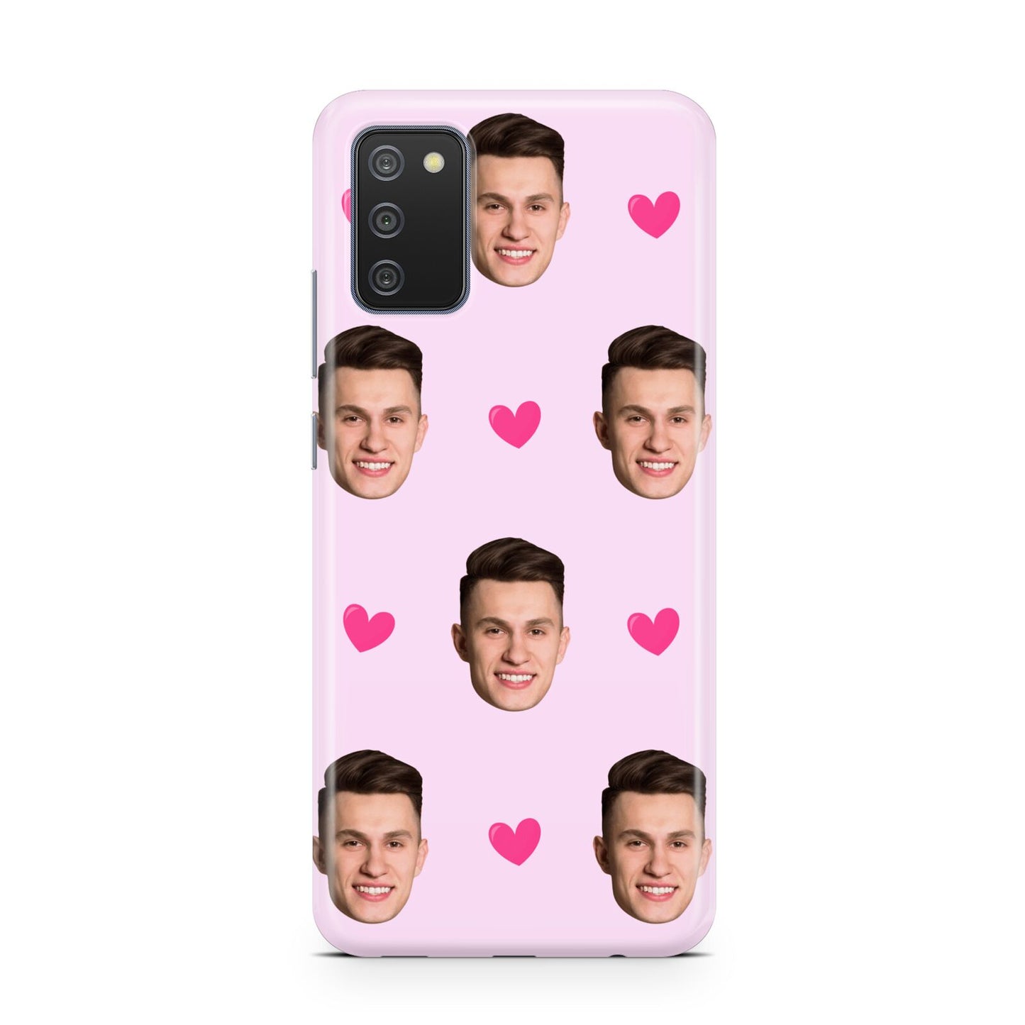 Personalised Face and Heart Photo Pattern Samsung A02s Case