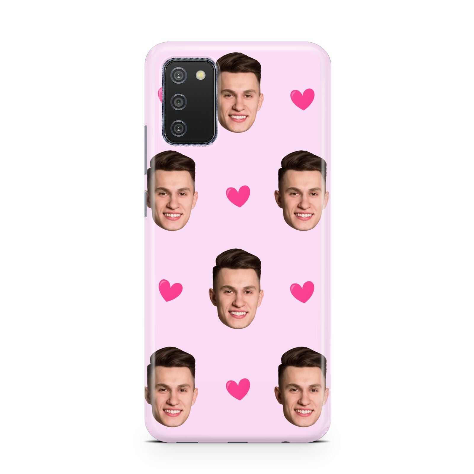 Personalised Face and Heart Photo Pattern Samsung A02s Case
