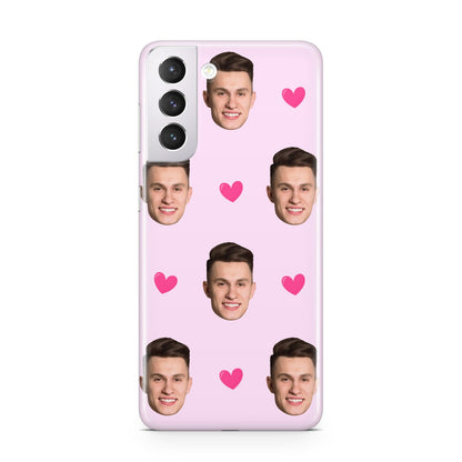 Personalised Face and Heart Photo Pattern Samsung S21 Case