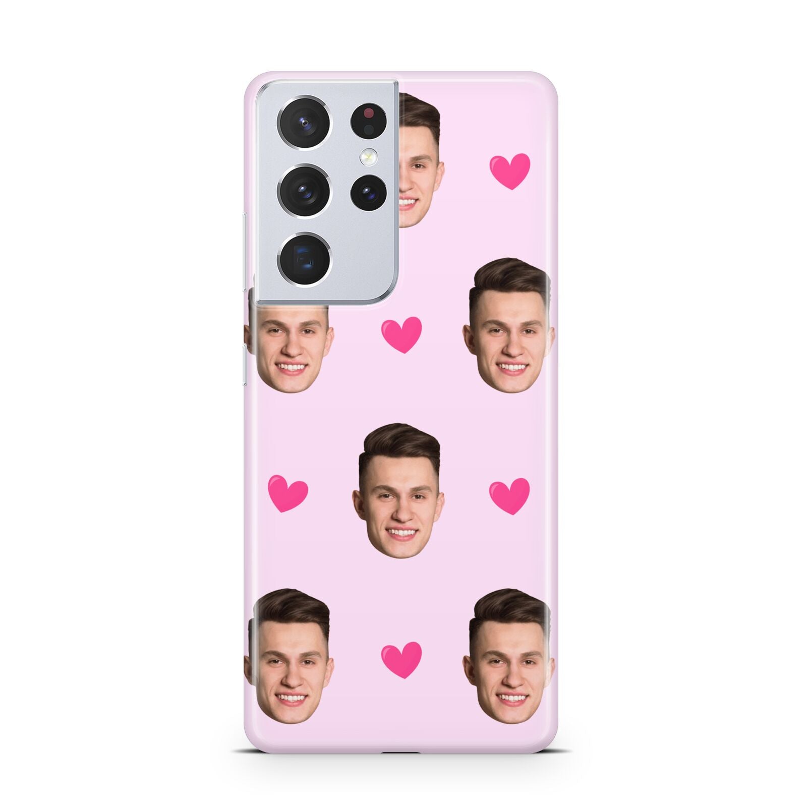 Personalised Face and Heart Photo Pattern Samsung S21 Ultra Case