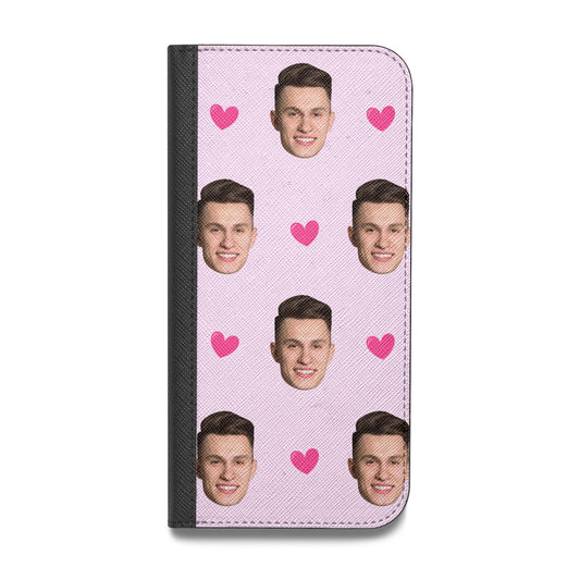 Personalised Face and Heart Photo Pattern Vegan Leather Flip iPhone Case