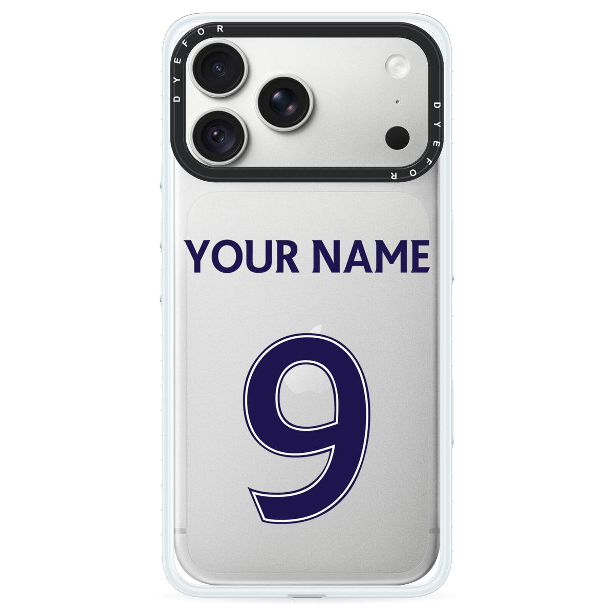 Personalised Football Name and Number iPhone 18 Pro Max Black Impact Pre order Case on Silver phone