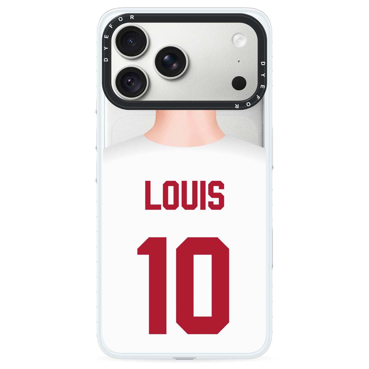 Personalised Football Shirt iPhone 18 Pro Black Impact Pre order Case on Silver phone