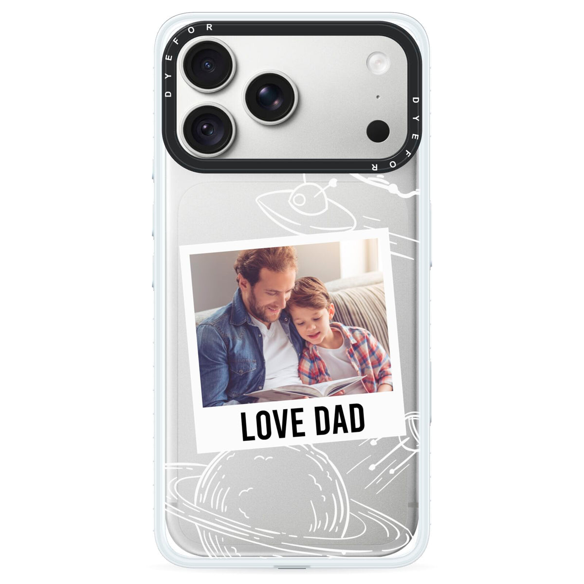 Personalised From Dad Photo iPhone 18 Pro Max Black Impact Pre order Case on Silver phone