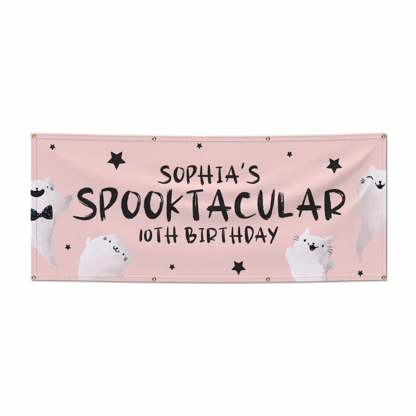 Personalised Ghosts Halloween Birthday 6x2 5 Vinly Banner with Grommets