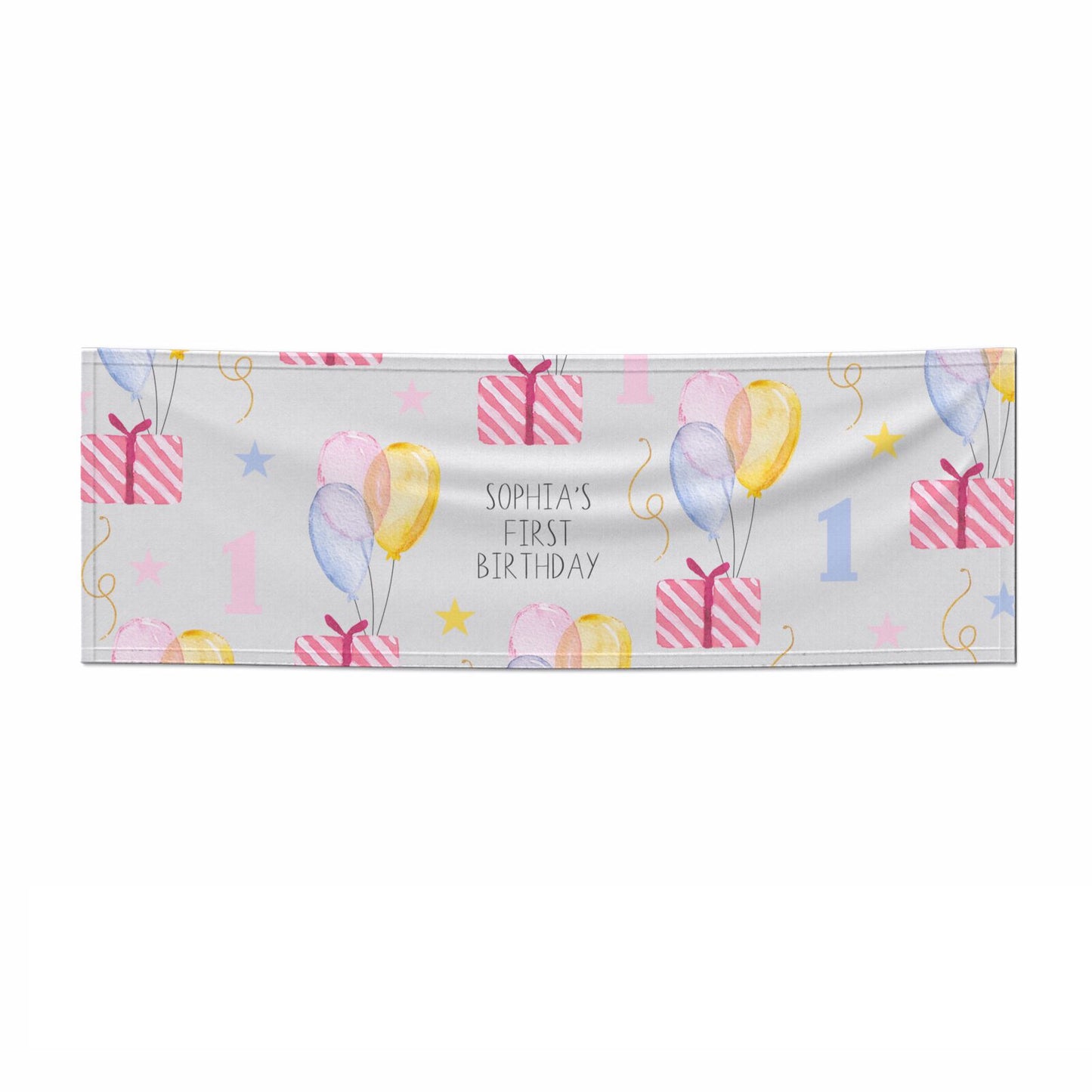 Personalised Girls First Birthday 3x1 Paper Banner