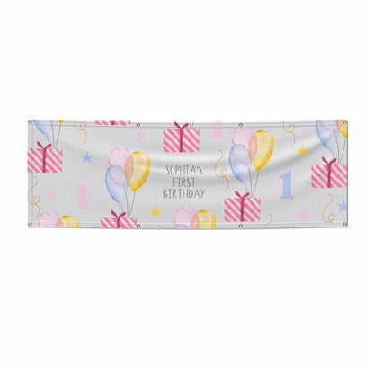 Personalised Girls First Birthday 6x2 Banner