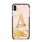 Personalised Gold Pink Marble Apple iPhone Xs Max Impact Case Black Edge on Gold Phone