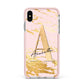 Personalised Gold Pink Marble Apple iPhone Xs Max Impact Case Pink Edge on Silver Phone