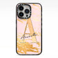 Personalised Gold Pink Marble iPhone 13 Pro Black Impact Case on Silver phone