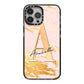 Personalised Gold Pink Marble iPhone 13 Pro Max Black Impact Case on Silver phone