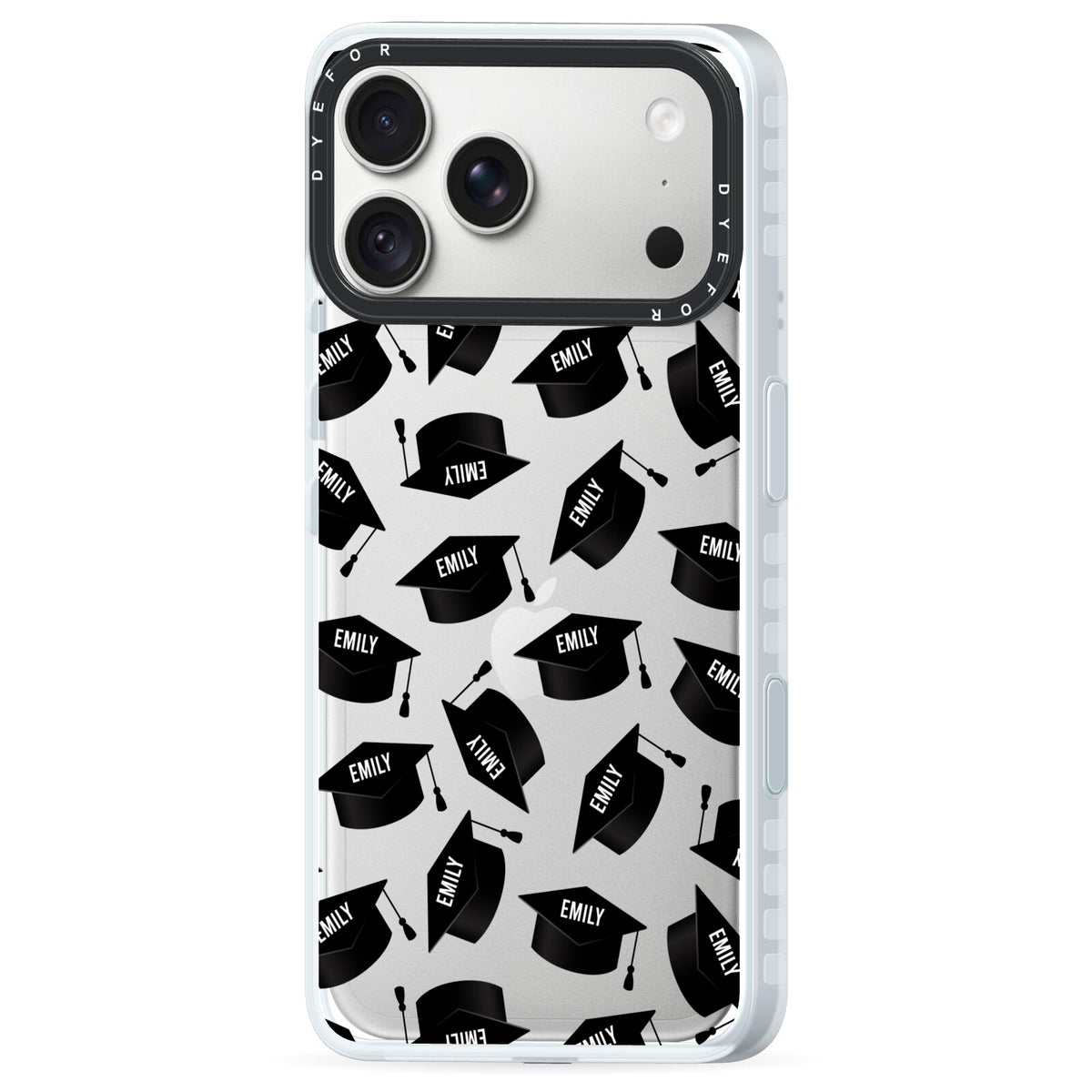 Personalised Graduation iPhone 18 Pro Black Impact Pre order Case Side Angle on Silver phone