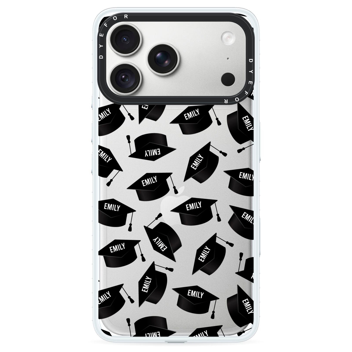Personalised Graduation iPhone 18 Pro Black Impact Pre order Case on Silver phone