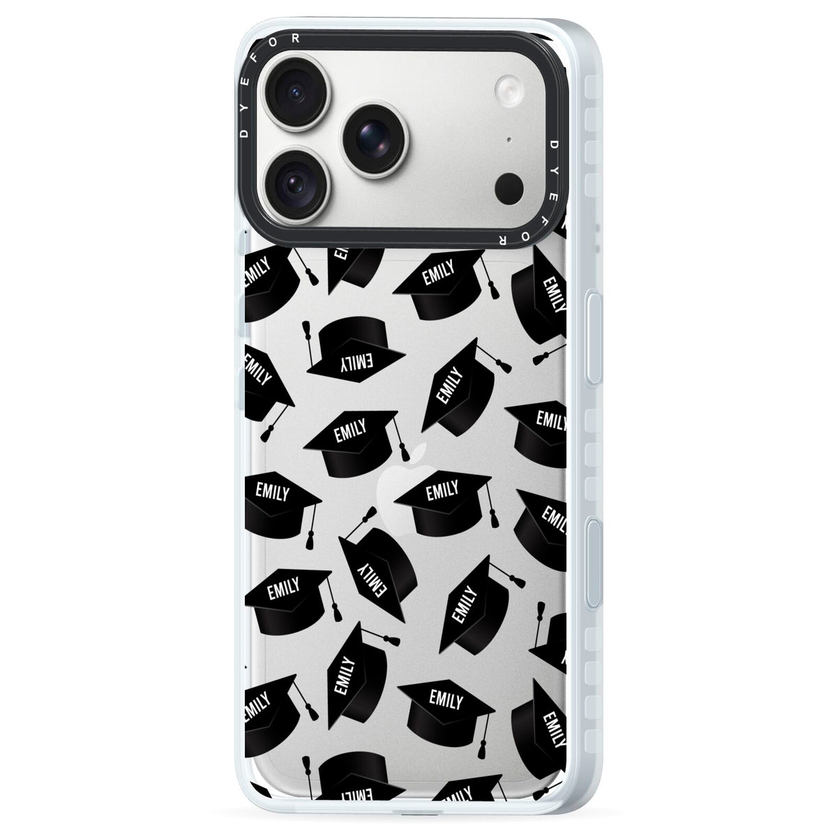 Personalised Graduation iPhone 18 Pro Max Black Impact Pre order Case Side Angle on Silver phone