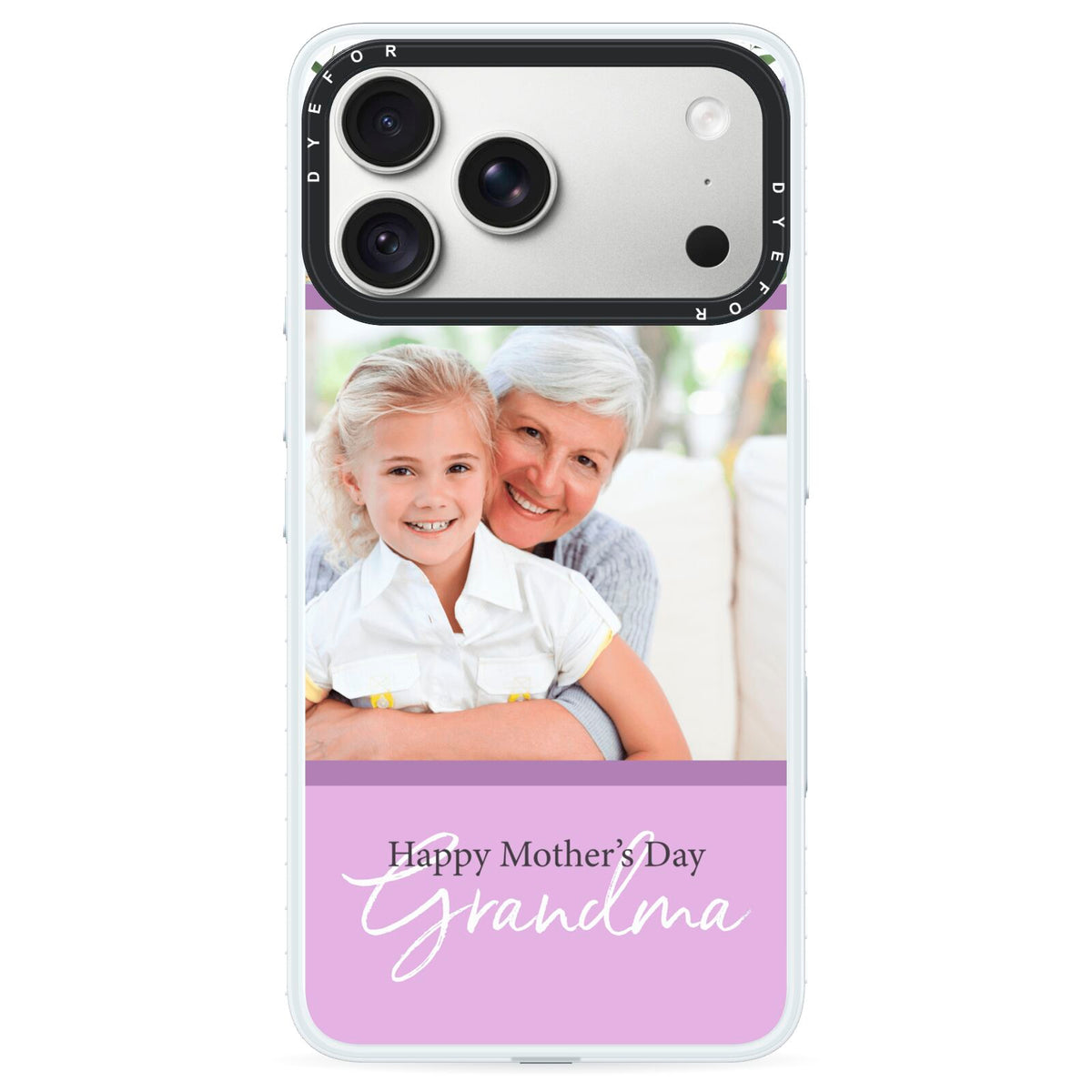 Personalised Grandma Mother s Day iPhone 18 Pro Black Impact Pre order Case on Silver phone