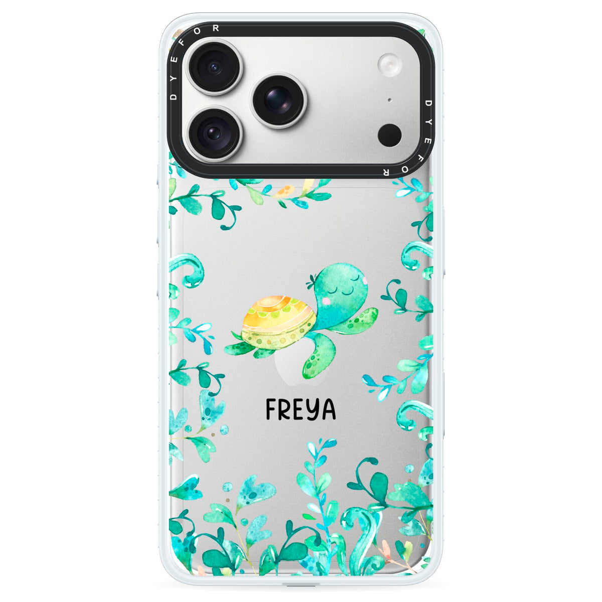 Personalised Green Turtle iPhone 18 Pro Max Black Impact Pre order Case on Silver phone