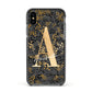 Personalised Grey Gold Cheetah Apple iPhone Xs Impact Case Black Edge on Black Phone