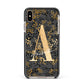 Personalised Grey Gold Cheetah Apple iPhone Xs Max Impact Case Black Edge on Gold Phone